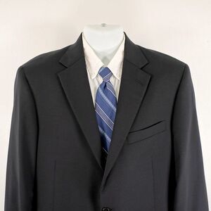 Hart Schaffner Marx Wool‎ Black 2 Button Blazer / Suit Jacket 44L